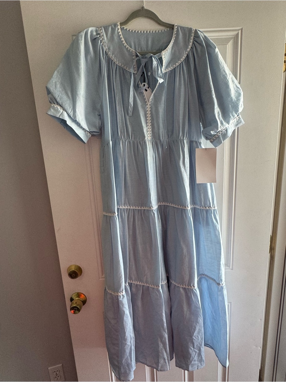 English Factory Baby Blue Tiered Sailor Collar Dress